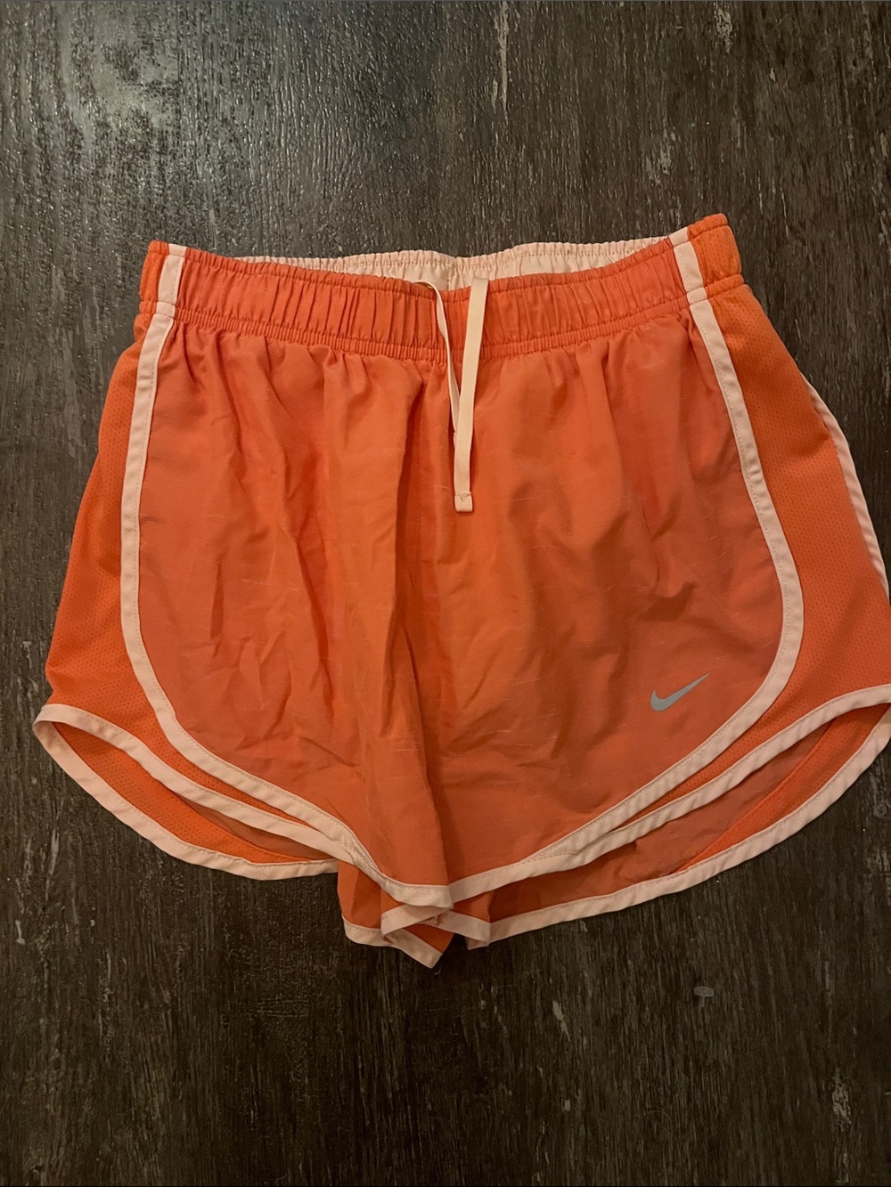 Nike Women’s Orange Athletic Running Shorts with White Trim